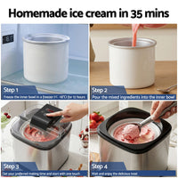 Devanti Ice Cream Maker Slushie Machine 2L Homemade Gelato Sorbet Sliver
