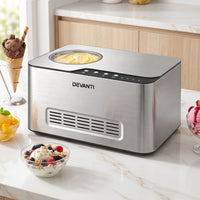 Devanti 2L 2-in-1 Ice Cream & Yogurt Maker Machine No Pre-Freezing Homemade Gelato Sorbet