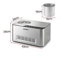 Devanti 2L 2-in-1 Ice Cream & Yogurt Maker Machine No Pre-Freezing Homemade Gelato Sorbet