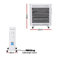 Devanti 2200W Infrared Radiant Heater Portable Electric Space Heating White