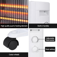 Devanti 2200W Infrared Radiant Heater Portable Electric Space Heating White