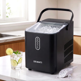 Devanti Ice Maker Portable Ice Machine Countertop Bullet Cube 12KG Black