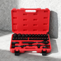Giantz 30Pc 1/2" Drive Socket Set Cr-V Steel 8-32mm Workshop Repair