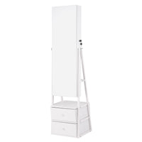 Artiss Lockable Jewelry Armoire with Mirror, Freestanding Organizer Cabinet with Drawers, White