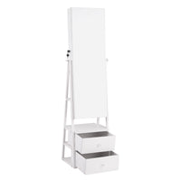 Artiss Lockable Jewelry Armoire with Mirror, Freestanding Organizer Cabinet with Drawers, White