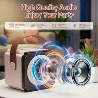 Alpha Mini Portable Karaoke Machine for Adults Kids with 2 Wireless Microphones
