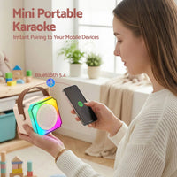 Alpha Mini Portable Karaoke Machine for Adults Kids with 2 Wireless Microphones