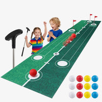 Keezi Kids Golf Putting Game Set with Golf Club, Putting Mat, 12 Balls, 3 Target Holes, Indoor Outdoor Mini Golf Toy for Ages 3-8