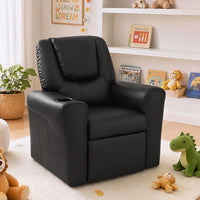 Keezi Kids Recliner Chair Black PU Leather Sofa Lounge Couch Children Armchair
