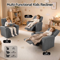 Keezi Kids Recliner Chair Grey Linen Soft Sofa Lounge Couch Children Armchair