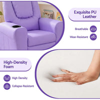 Keezi Kids Recliner Chair Purple PU Leather Sofa Lounge Couch Children Armchair