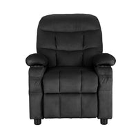 Kids Recliner Chair Black Velvet Sofa Lounge Couch Children Charis Armchair