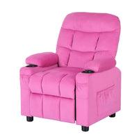 Kids Recliner Chair Pink Velvet Sofa Lounge Couch Children Charis Armchair