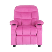 Kids Recliner Chair Pink Velvet Sofa Lounge Couch Children Charis Armchair