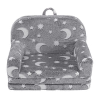 Keezi Kids 2-in-1 Fold Out Sofa Bed with Removable Washable Cover, Carry Handle, Storage Pocket, Glow in the Dark, Grey