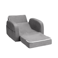 Kids Sofa 2 Seater Children Flip Open Couch Lounger Armchair Soft Grey