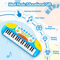Keezi Kids Piano Keyboard 37 Keys Electronic Musical Instrument Set w/ Stool Microphone- BL