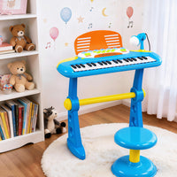 Keezi Kids Piano Keyboard 37 Keys Electronic Musical Instrument Set w/ Stool Microphone- BL