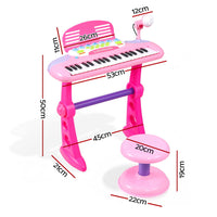 Keezi Kids Piano Keyboard 37 Keys Electronic Musical Instrument Set w/ Stool Microphone- PK