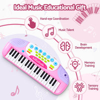 Keezi Kids Piano Keyboard 37 Keys Electronic Musical Instrument Set w/ Stool Microphone- PK