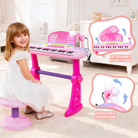 Keezi Kids Piano Keyboard 37 Keys Electronic Musical Instrument Set w/ Stool Microphone- PK