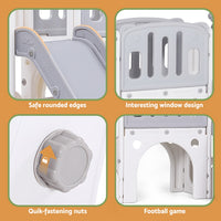 Keezi Kids Slide Swing Set Basketball Hoop Ring Football Outdoor Toys 132cm grey