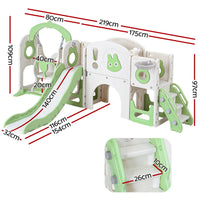 Keezi Kids Slide Swing Set Basketball Hoop Ring Football Outdoor Toys 140cm Green