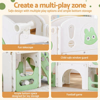 Keezi Kids Slide Swing Set Basketball Hoop Ring Football Outdoor Toys 140cm Green