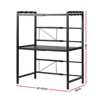 Artiss Kitchen Bakers Rack 40-60CMX78CM Metal Microwave Stand Black