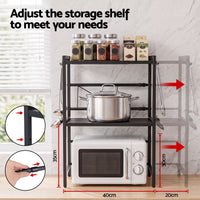 Artiss Kitchen Bakers Rack 40-60CMX78CM Metal Microwave Stand Black