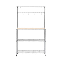 Artiss 4-Tier Metal Kitchen Rack Shelf Silver Storage Shelves Organizer Microwave Stand 90cmx151cm