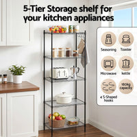 Artiss 5-Tier Kitchen Rack Shelf Shelving Unit 55x30x150CM Adjustable Metal Storage Shelves Black