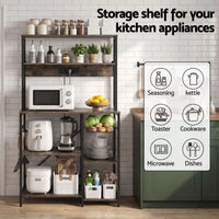 Artiss 5-Tier Kitchen Rack with Power Outlets 90CMX153CM Microwave Storage Shelf