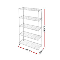 Artiss 5-Tier Kitchen Rack Shelf Shelving 90x35x182CM Adjustable Metal Storage Shelves