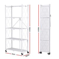 Artiss 5-Tier Foldable Kitchen Bakers Rack 71x160cm Microwave Stand White