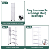 Artiss 5-Tier Foldable Kitchen Bakers Rack 71x160cm Microwave Stand White