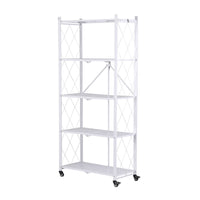 Artiss 5-Tier Foldable Kitchen Bakers Rack 71x160cm Microwave Stand White
