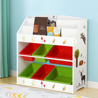 3 Tiers Kids Bookshelf Storage Children Bookcase Toy Box Organiser Rack 6 Bins