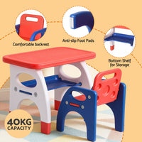 Keezi Kids Table and Chair Set HDPE Toddler Activity Play Set Orange/Yellow