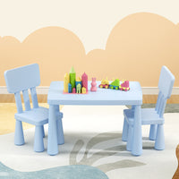 1 Keezi Kids Table and 2 Chairs Set Blue