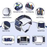 Keezi Kids Travel Tray Car Seat Lap Desk Portable Car Desk Organiser for Car & Airplane Blue