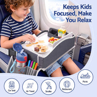 Keezi Kids Travel Tray Car Seat Lap Desk Portable Car Desk Organiser for Car & Airplane Grey