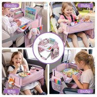 Keezi Kids Travel Tray Car Seat Lap Desk Portable Car Desk Organiser for Car & Airplane Pink