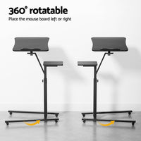 Laptop Desk Computer Table Height Adjustable Tiltable Mouse Board Black