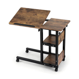 Artiss 3 Tier Adjustable Laptop Desk Tiltable Mobile Side Table Wheels