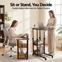 Artiss 3 Tier Adjustable Laptop Desk Tiltable Mobile Side Table Wheels