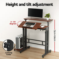 Laptop Desk Table Adjustable Dark Wood 80CM