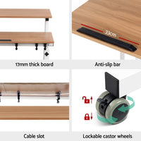 Laptop Desk Table Adjustable Light Wood 80CM