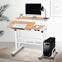 Laptop Desk Table Adjustable Light Wood 80CM