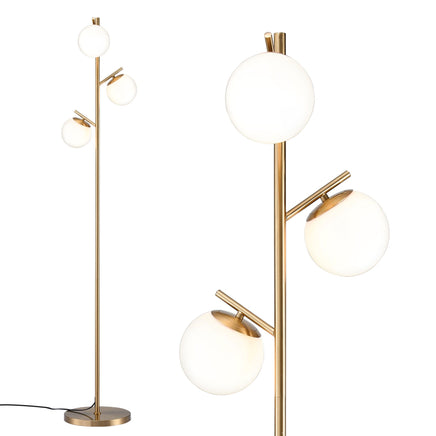Artiss 3-Light Tree Floor Lamp 165cm Tall Standing Light with Sphere Glass Shades for Modern Homes